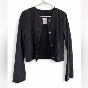 Abercrombie & Fitch Black Wash Collarless Jean Jacket